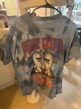 Y2K Pink Floyd Tie-Dye Graphic Tee - Gray Blue